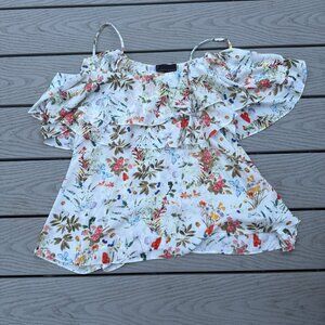 Buffalo David Bitton Womens Shirt Small Floral Cold Shoulder Straps NWT